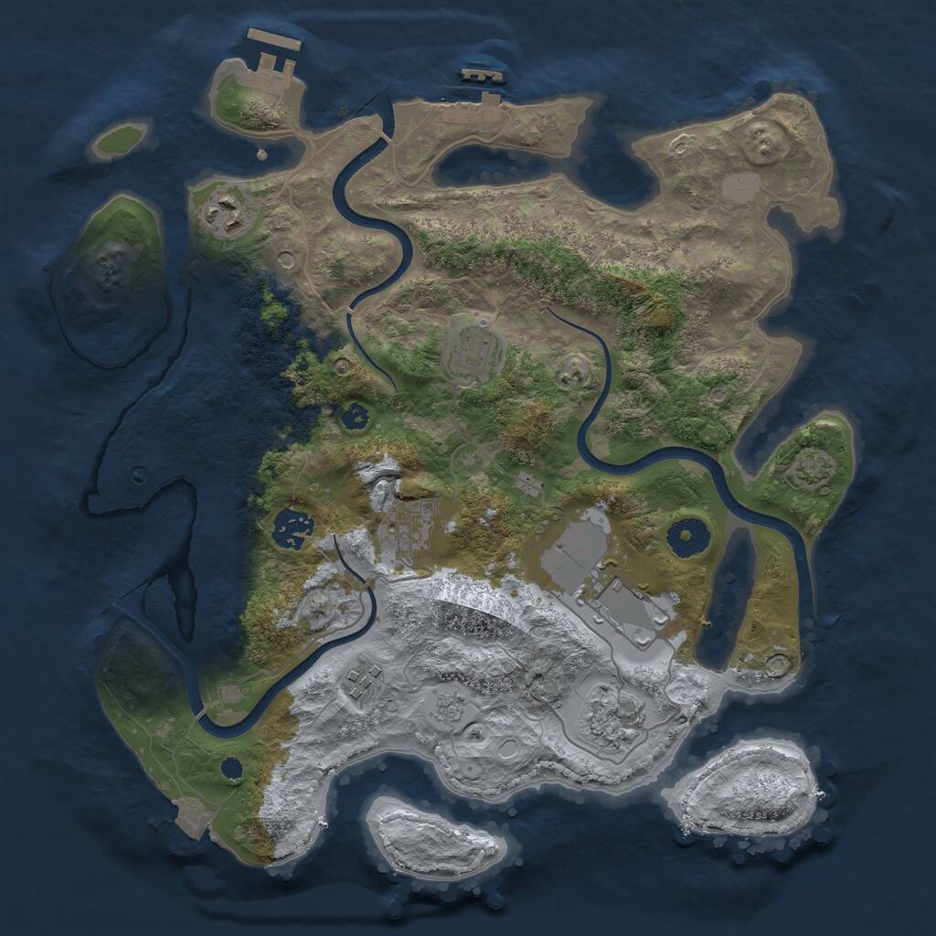 Rust Map: Procedural Map, Size: 3500, Seed: 2117173246, 13 Monuments