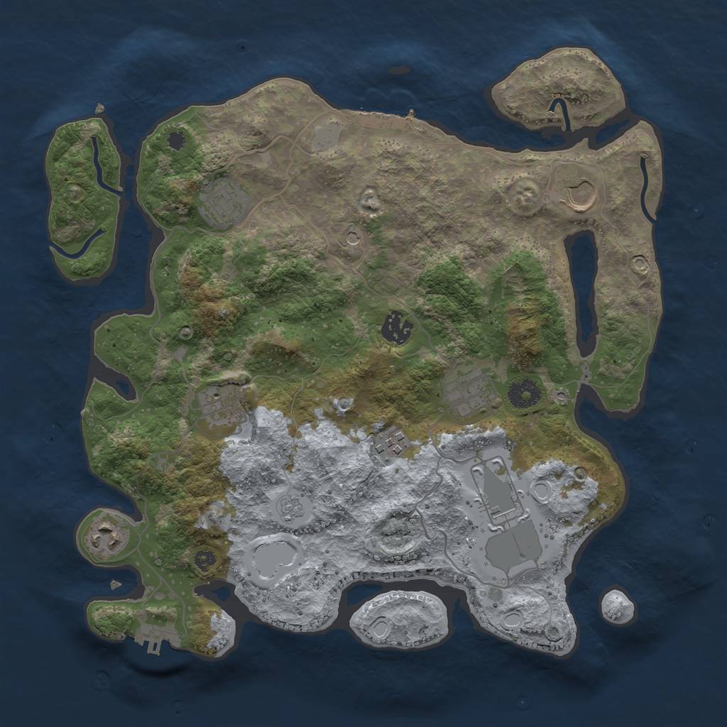 Rust Map: Procedural Map, Size: 3500, Seed: 1130534446, 15 Monuments