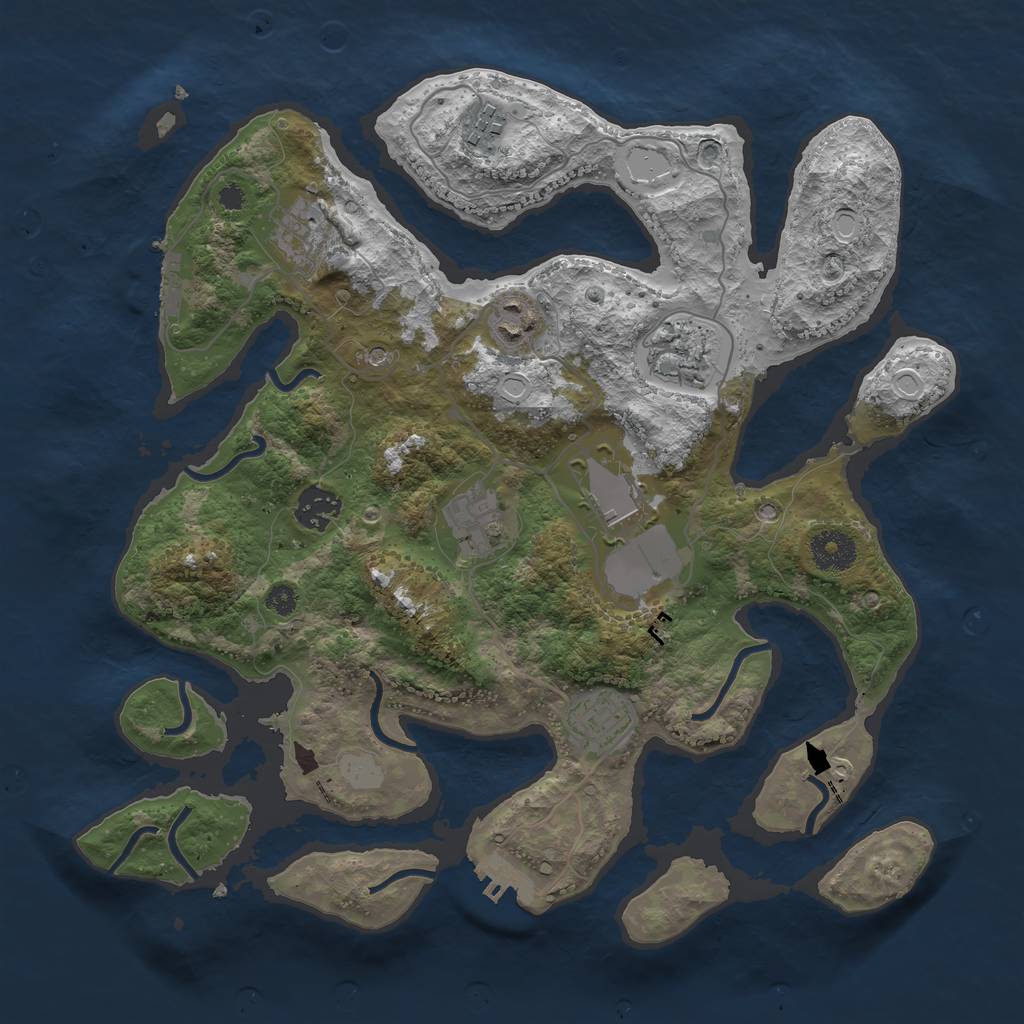 Rust Map: Procedural Map, Size: 3500, Seed: 30646, 16 Monuments