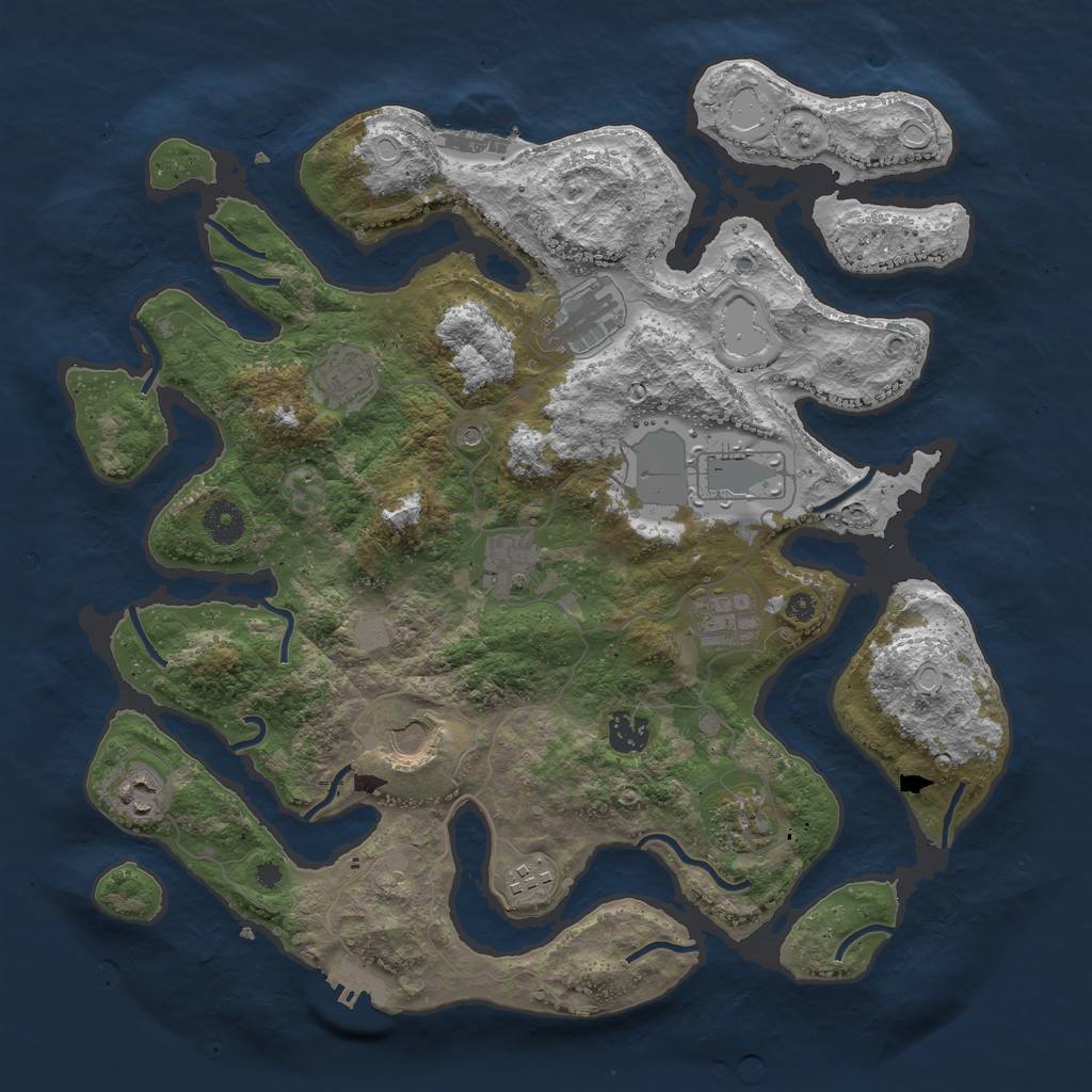 Rust Map: Procedural Map, Size: 3850, Seed: 1469328545, 18 Monuments