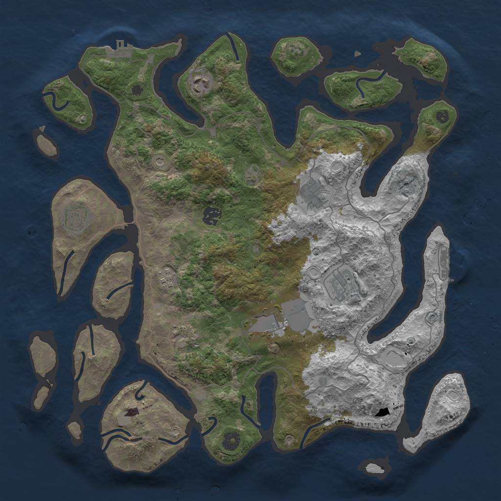 Rust Map: Procedural Map, Size: 4000, Seed: 35915264, 16 Monuments