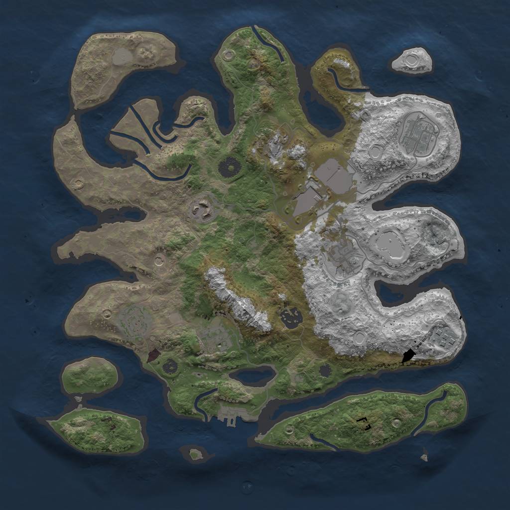 Rust Map: Procedural Map, Size: 3600, Seed: 1866187412, 16 Monuments