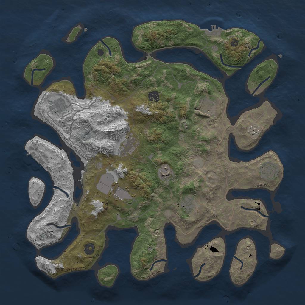 Rust Map: Procedural Map, Size: 4000, Seed: 1388621683, 16 Monuments