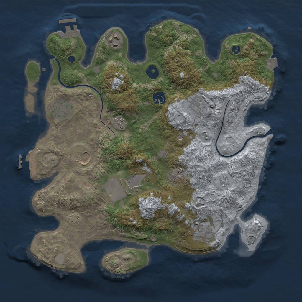 Rust Map: Procedural Map, Size: 3500, Seed: 296652417, 14 Monuments