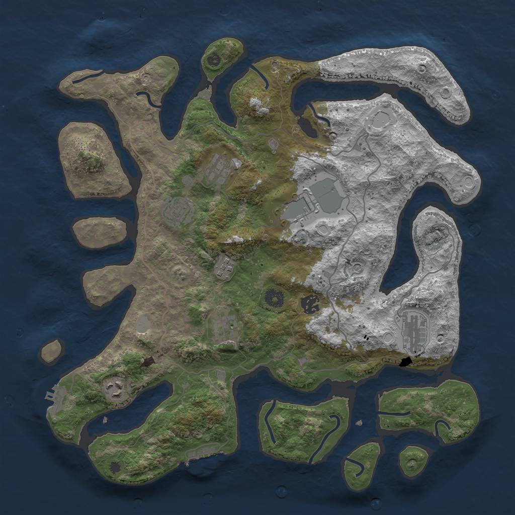 Rust Map: Procedural Map, Size: 4000, Seed: 1940104536, 16 Monuments