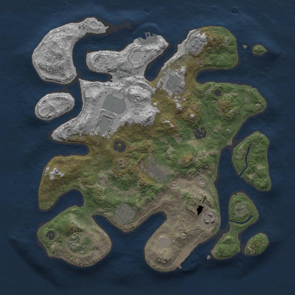 Rust Map: Procedural Map, Size: 3500, Seed: 51749174, 16 Monuments