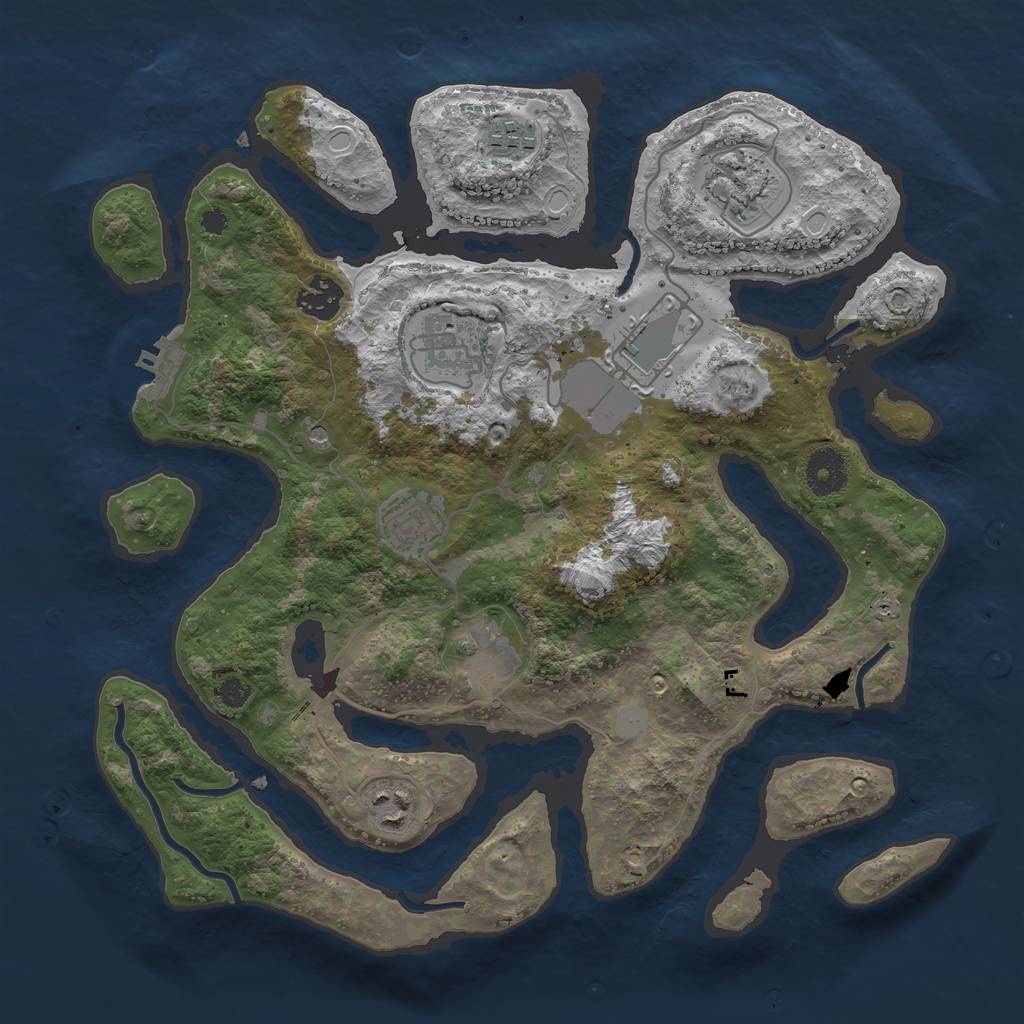 Rust Map: Procedural Map, Size: 3500, Seed: 37498383, 15 Monuments