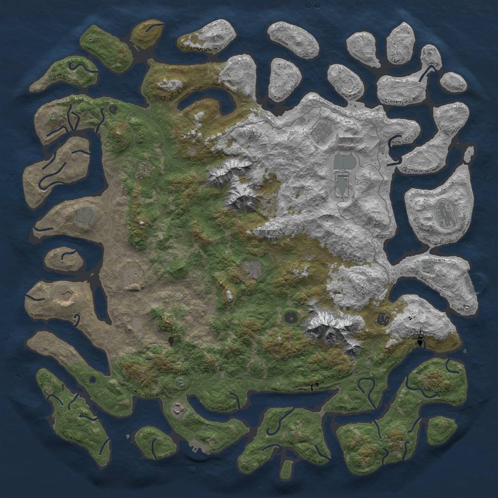 Rust Map: Procedural Map, Size: 6000, Seed: 10500, 19 Monuments