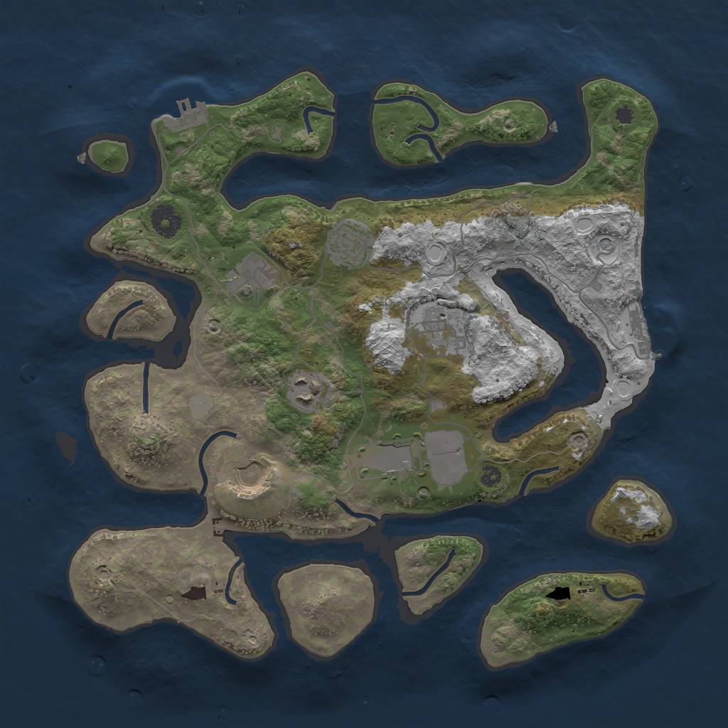 Rust Map: Procedural Map, Size: 3500, Seed: 1852945388, 14 Monuments