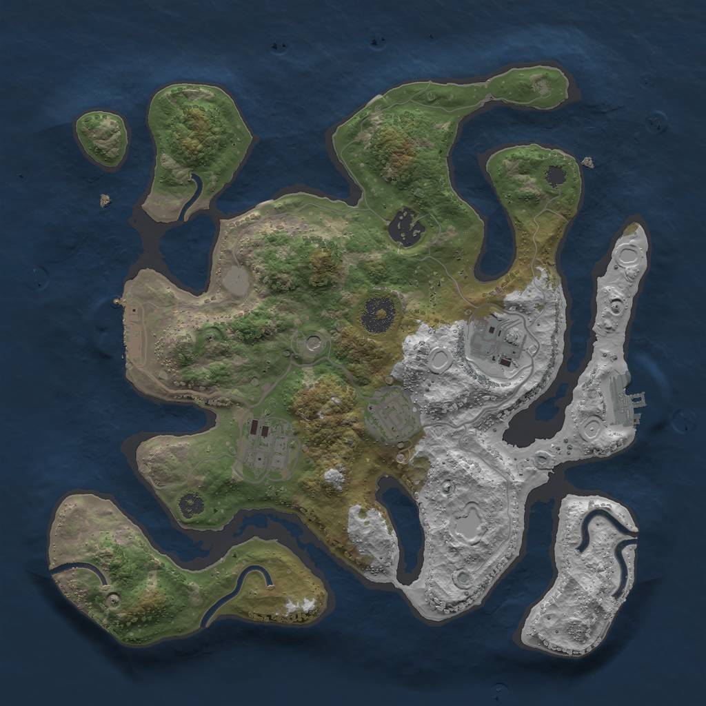 Rust Map: Procedural Map, Size: 3000, Seed: 105892, 12 Monuments