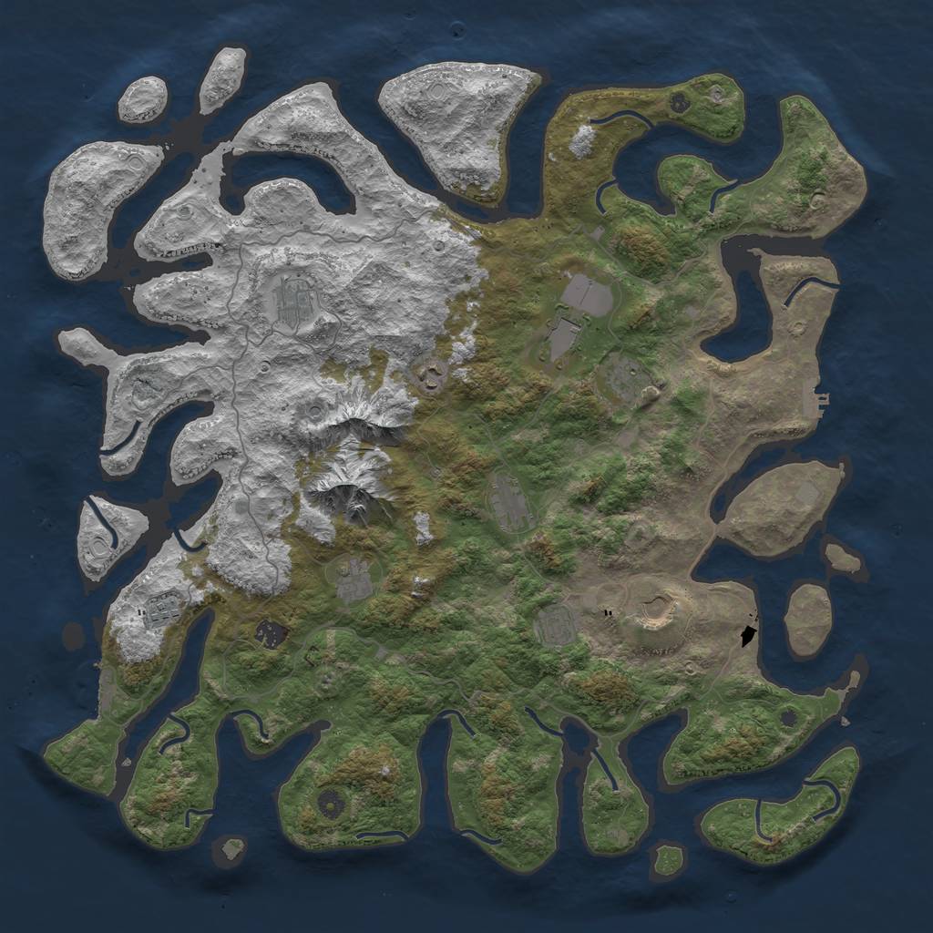 Rust Map: Procedural Map, Size: 5000, Seed: 231231231, 18 Monuments