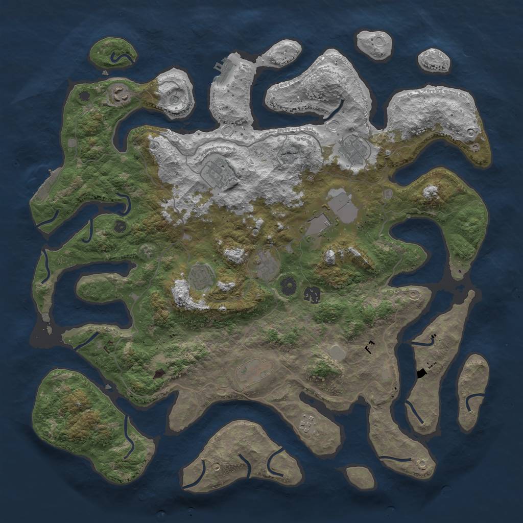 Rust Map: Procedural Map, Size: 4500, Seed: 822737967, 17 Monuments
