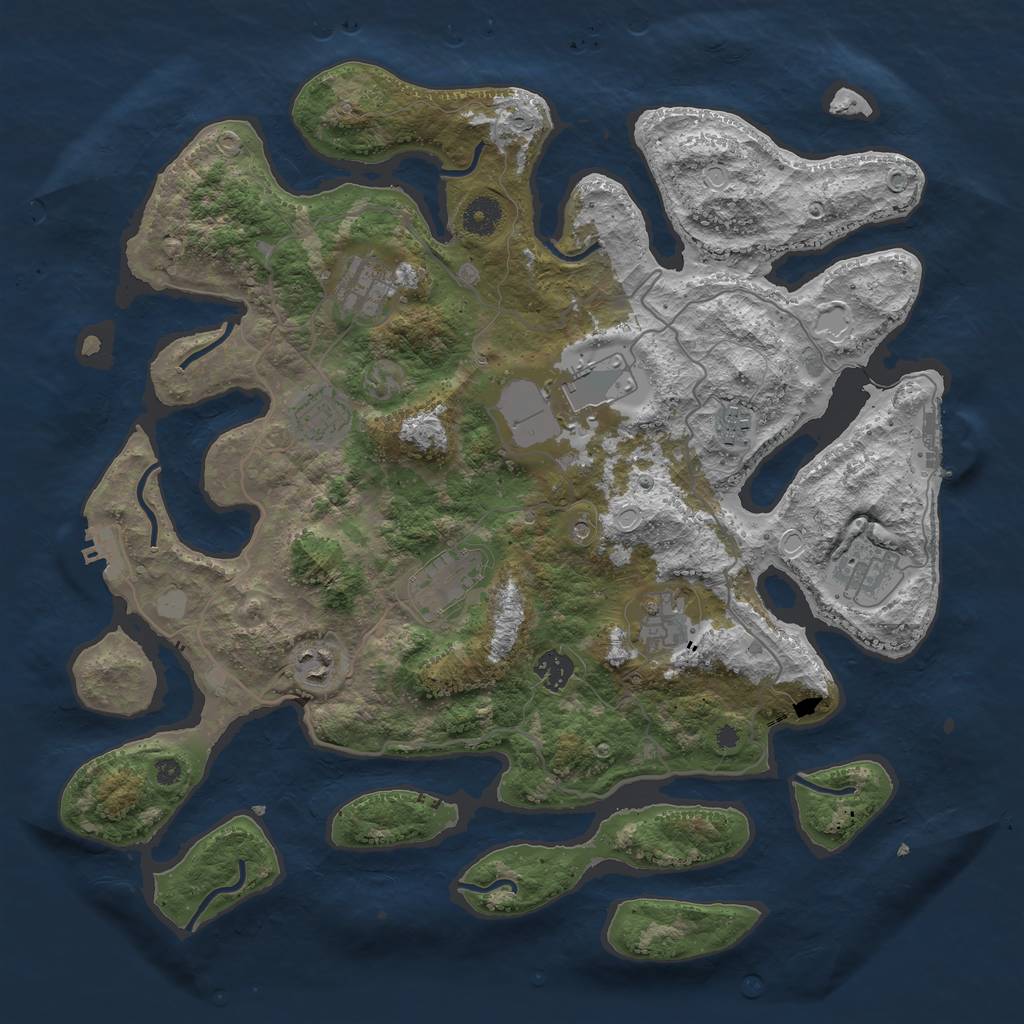 Rust Map: Procedural Map, Size: 4000, Seed: 493928494, 17 Monuments