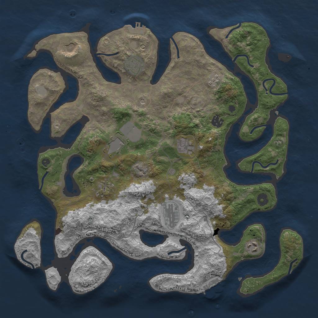 Rust Map: Procedural Map, Size: 4000, Seed: 327832, 17 Monuments