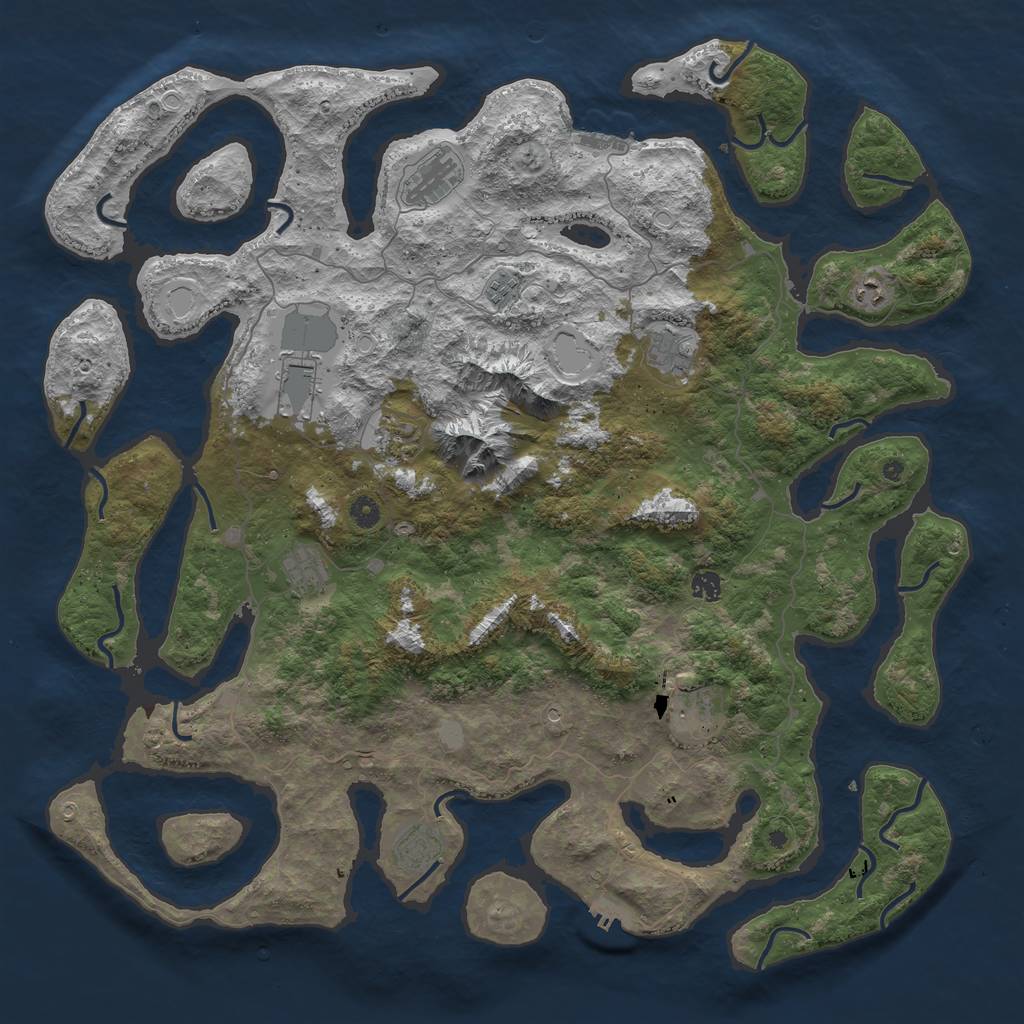 Rust Map: Procedural Map, Size: 5000, Seed: 45, 18 Monuments