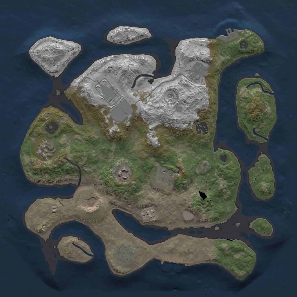 Rust Map: Procedural Map, Size: 3500, Seed: 957536270, 17 Monuments