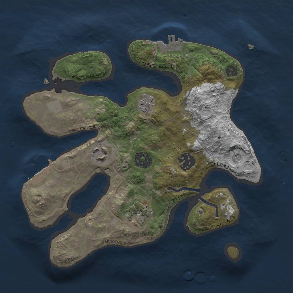 Rust Map: Procedural Map, Size: 2561, Seed: 13834, 12 Monuments