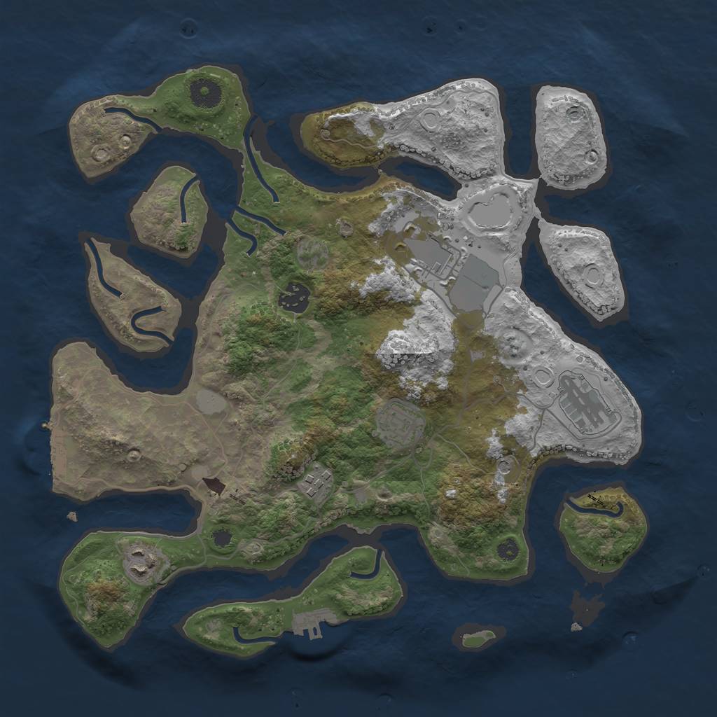 Rust Map: Procedural Map, Size: 3500, Seed: 865375, 14 Monuments