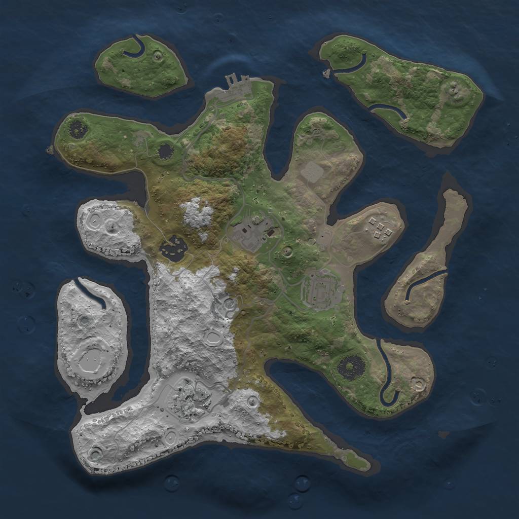 Rust Map: Procedural Map, Size: 3000, Seed: 2430203, 12 Monuments
