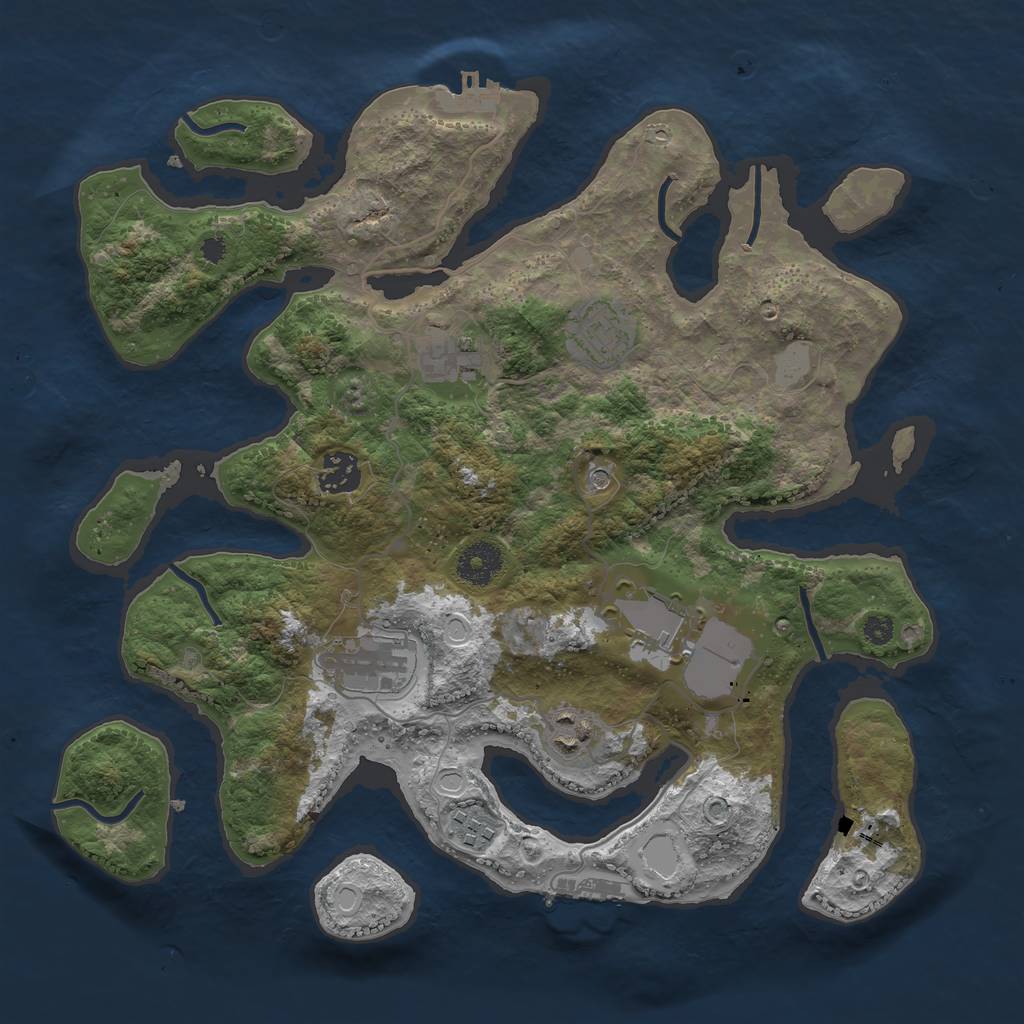 Rust Map: Procedural Map, Size: 3500, Seed: 1581089483, 15 Monuments