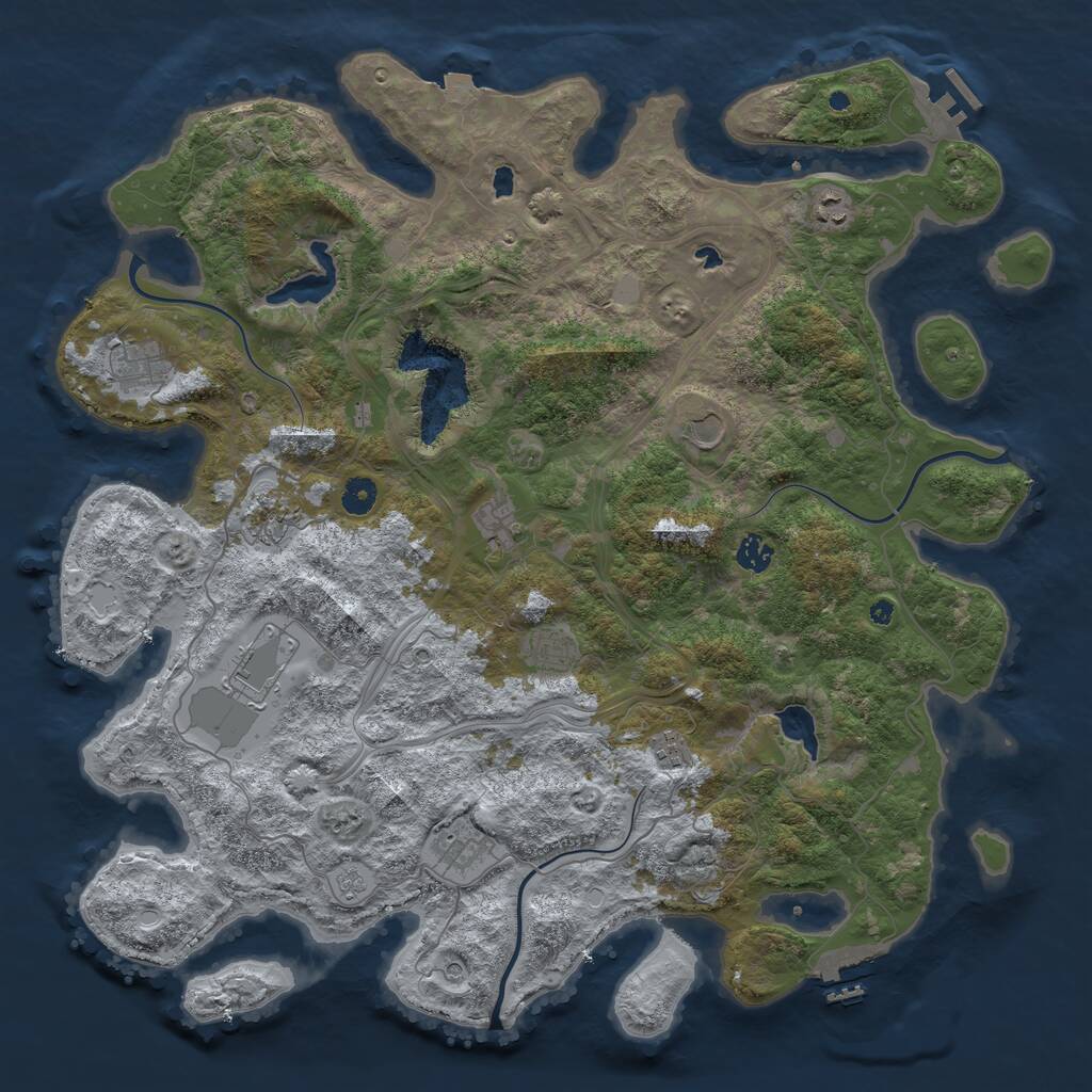 Rust Map: Procedural Map, Size: 4500, Seed: 60, 16 Monuments