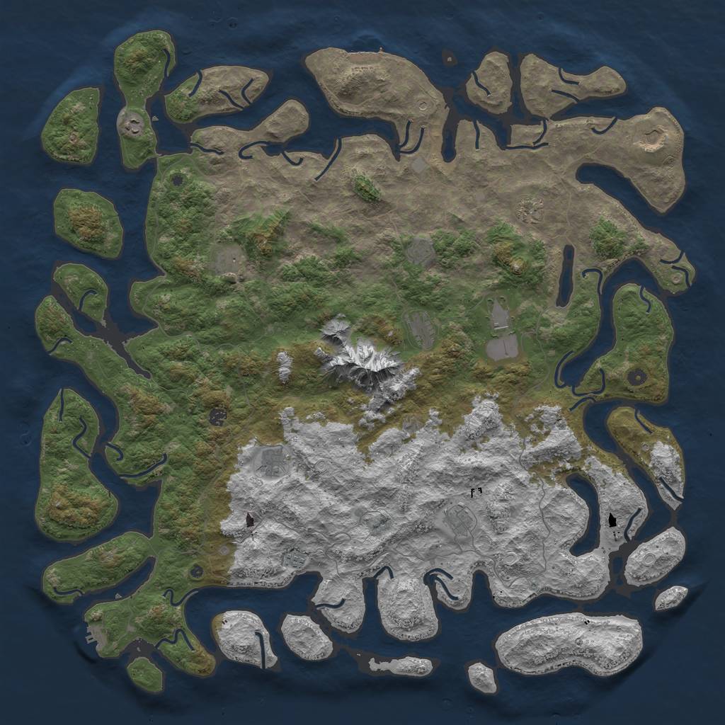 Rust Map: Procedural Map, Size: 5999, Seed: 987654321, 19 Monuments