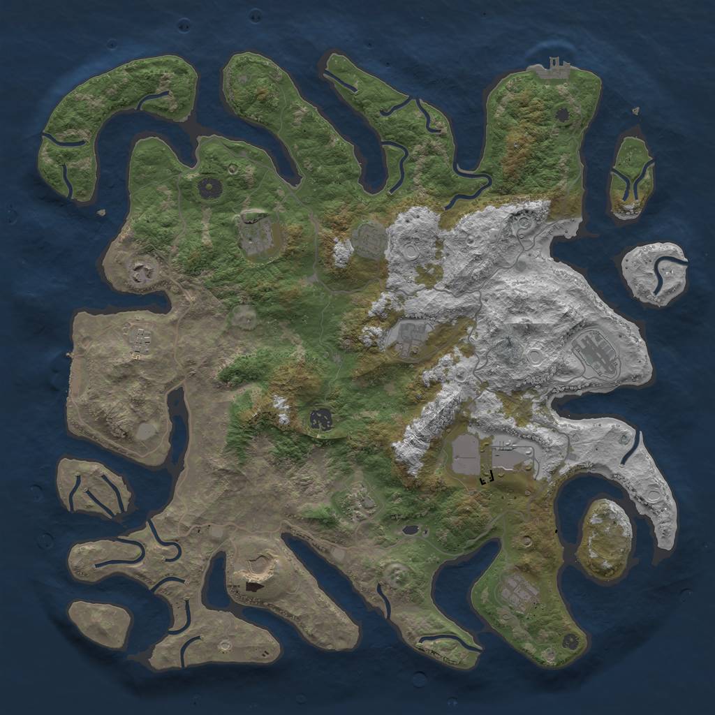 Rust Map: Procedural Map, Size: 4600, Seed: 1546, 19 Monuments