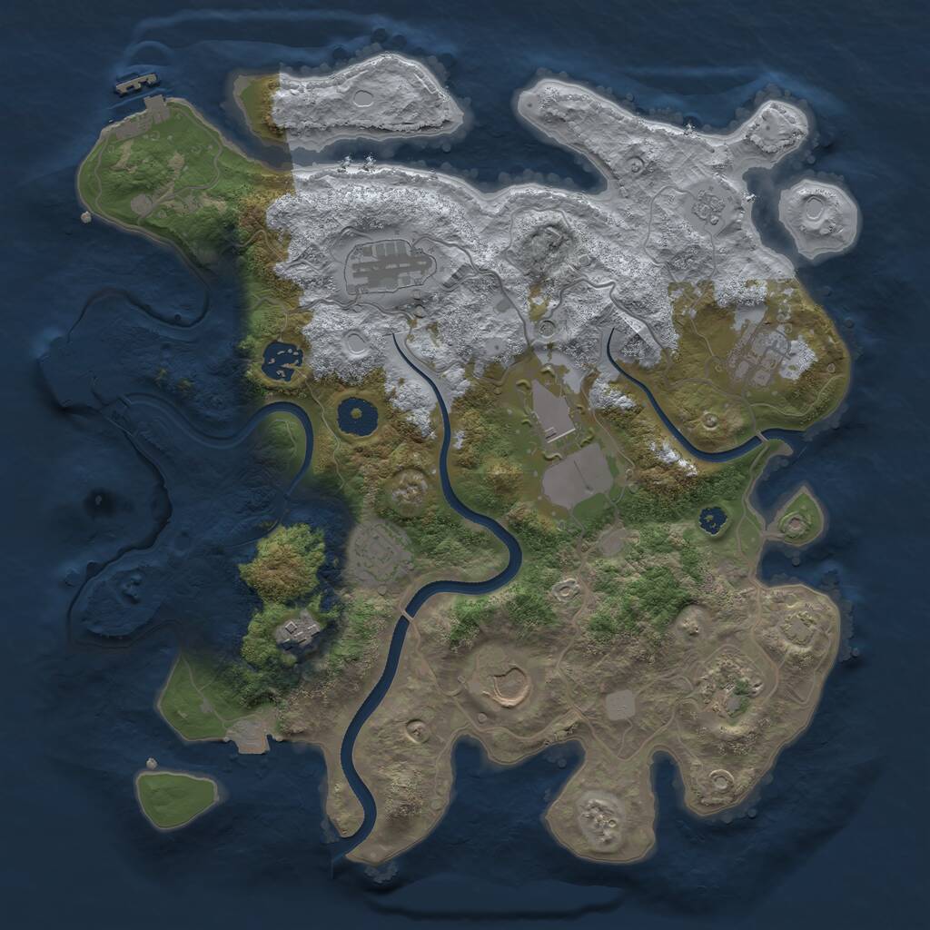 Rust Map: Procedural Map, Size: 3500, Seed: 542323545, 14 Monuments