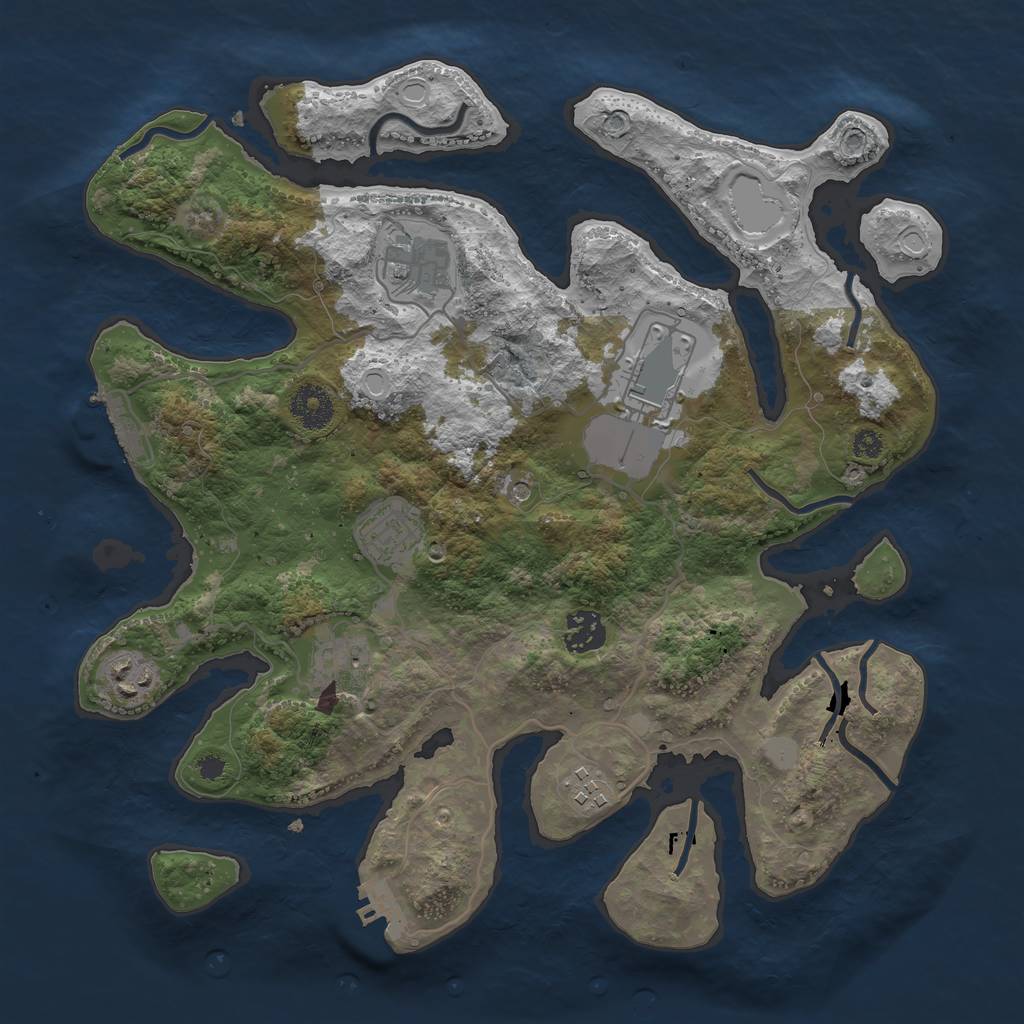 Rust Map: Procedural Map, Size: 3500, Seed: 542323545, 15 Monuments