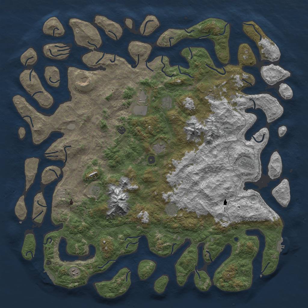 Rust Map: Procedural Map, Size: 6000, Seed: 51092933, 19 Monuments