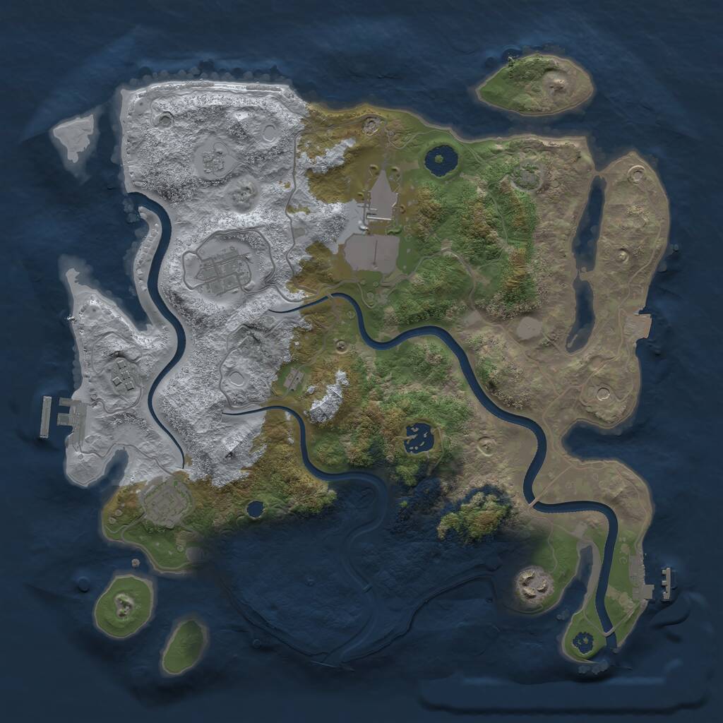 Rust Map: Procedural Map, Size: 3500, Seed: 306686855, 12 Monuments