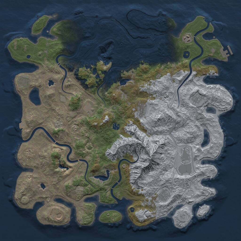 Rust Map: Procedural Map, Size: 5000, Seed: 607174, 17 Monuments