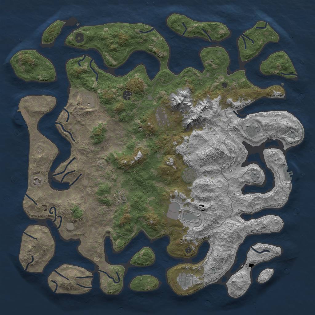 Rust Map: Procedural Map, Size: 5000, Seed: 607174, 18 Monuments