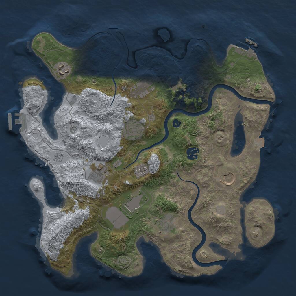 Rust Map: Procedural Map, Size: 3500, Seed: 28484393, 15 Monuments