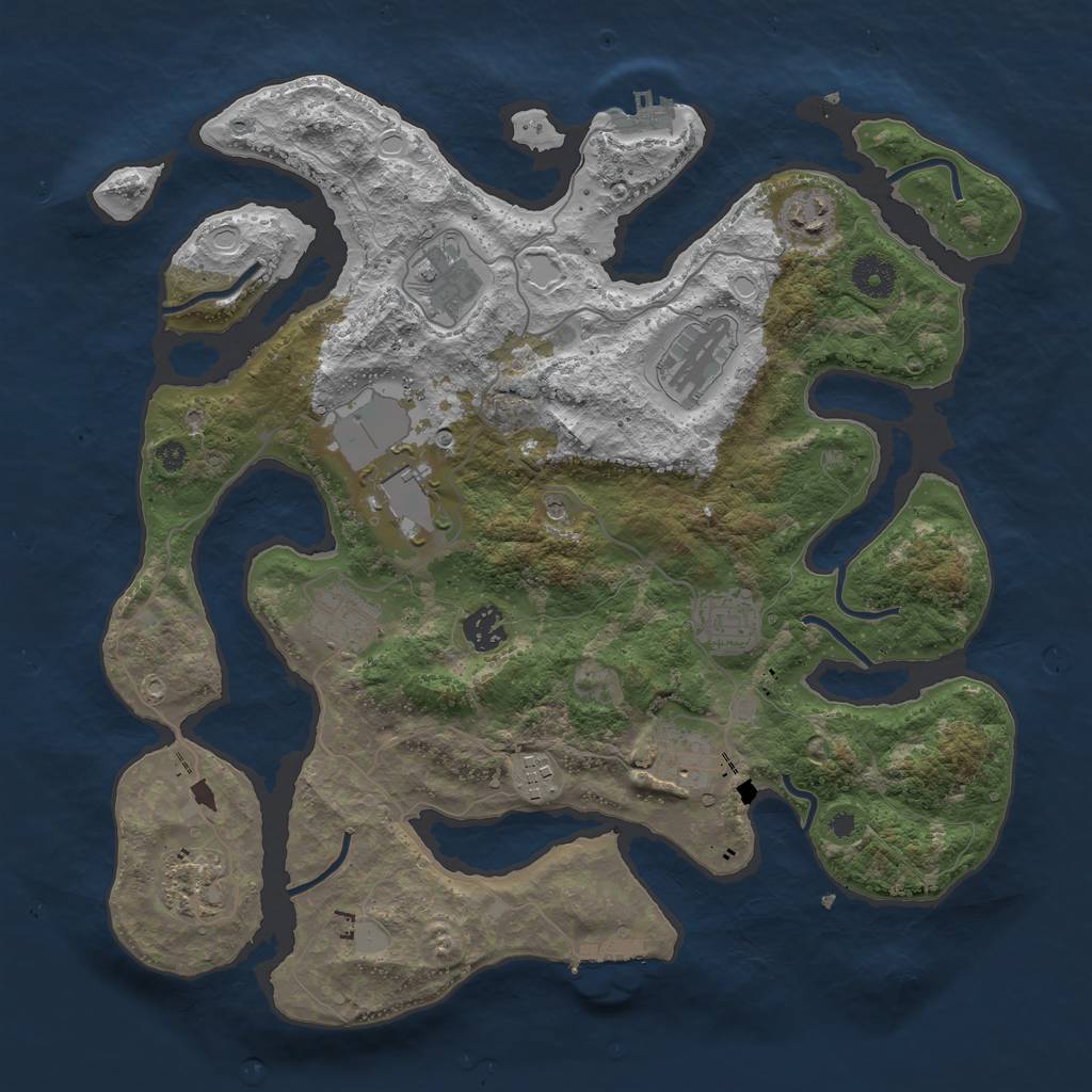 Rust Map: Procedural Map, Size: 3750, Seed: 832207545, 18 Monuments