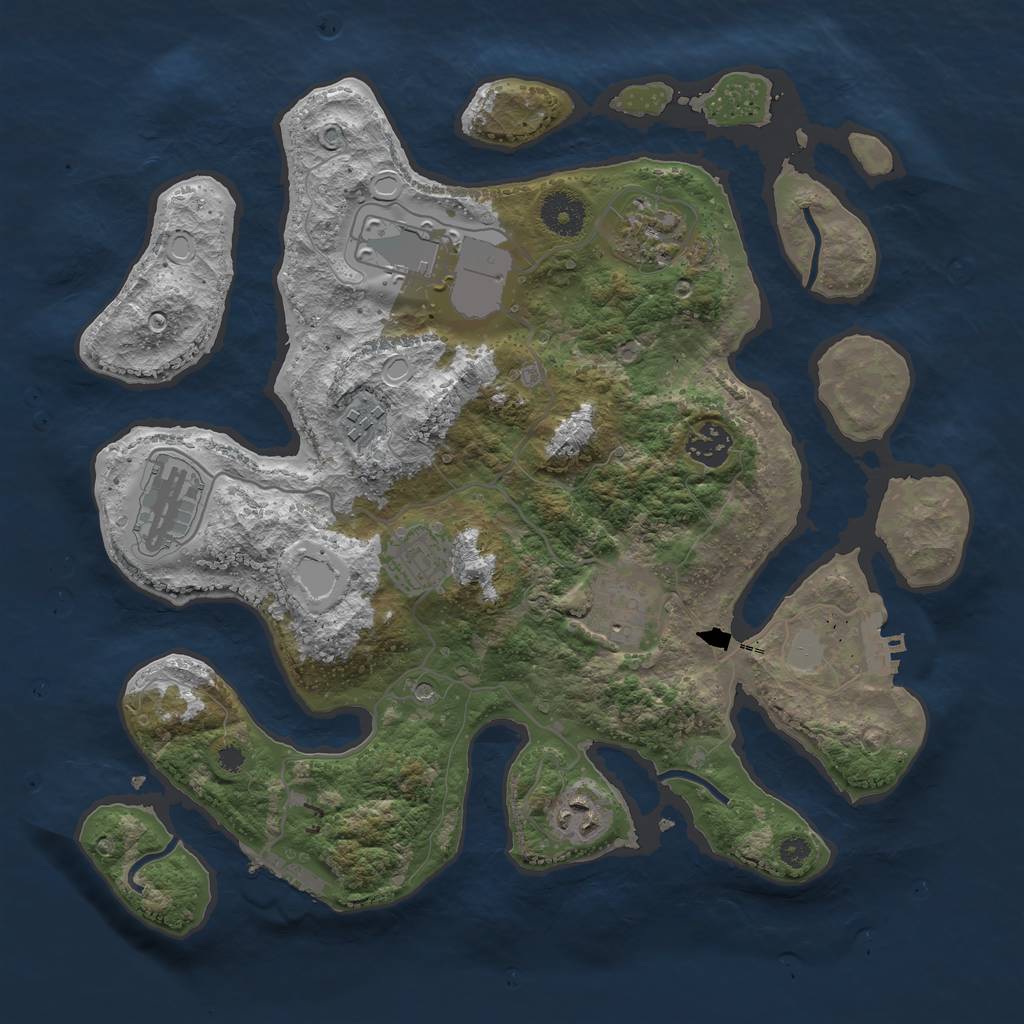 Rust Map: Procedural Map, Size: 3500, Seed: 1206158346, 16 Monuments