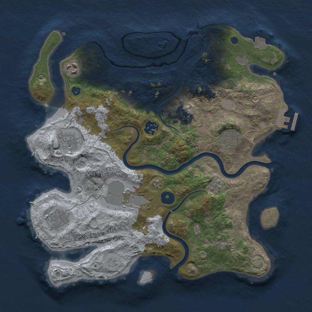 Rust Map: Procedural Map, Size: 3500, Seed: 1224058158, 14 Monuments