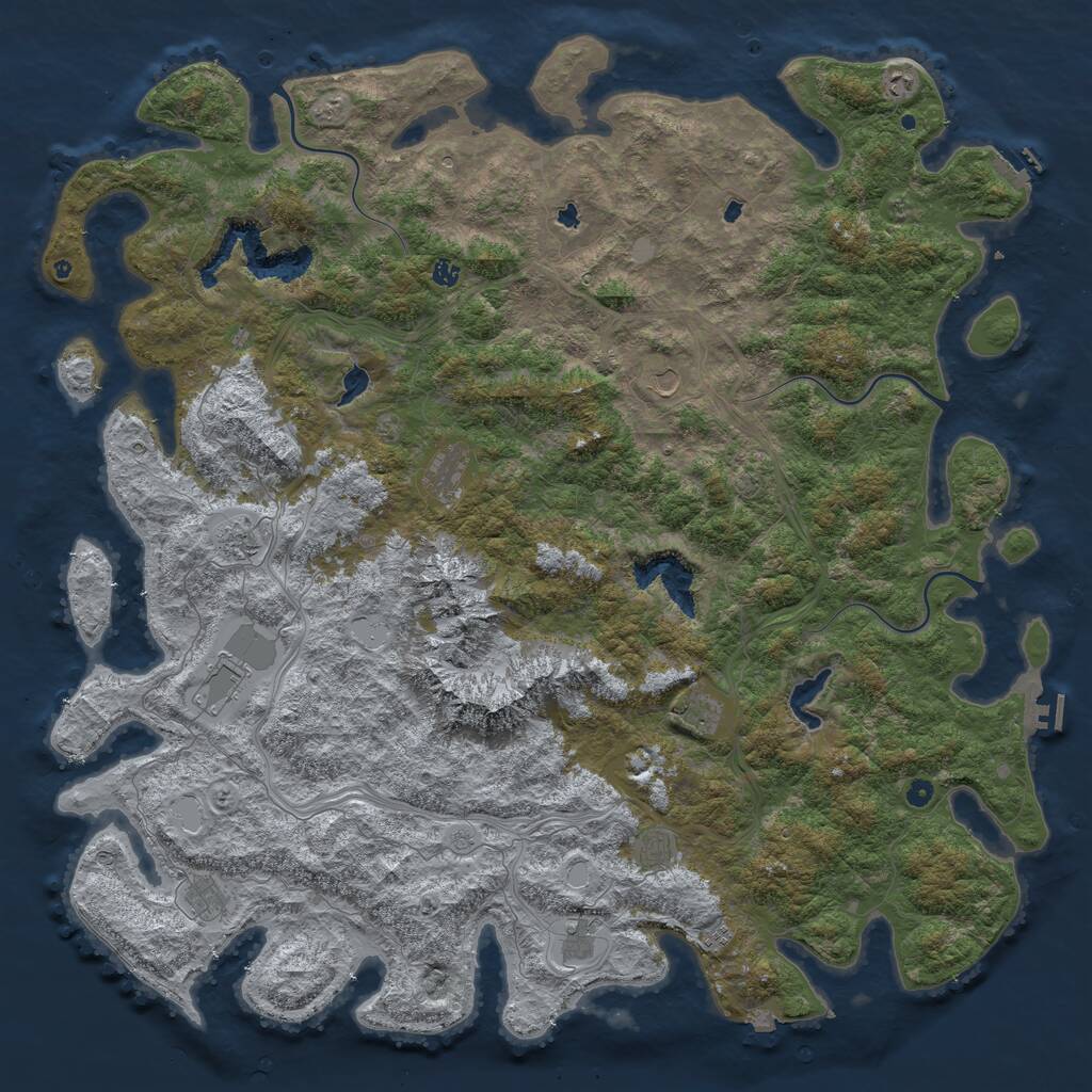 Rust Map: Procedural Map, Size: 6000, Seed: 9999, 17 Monuments