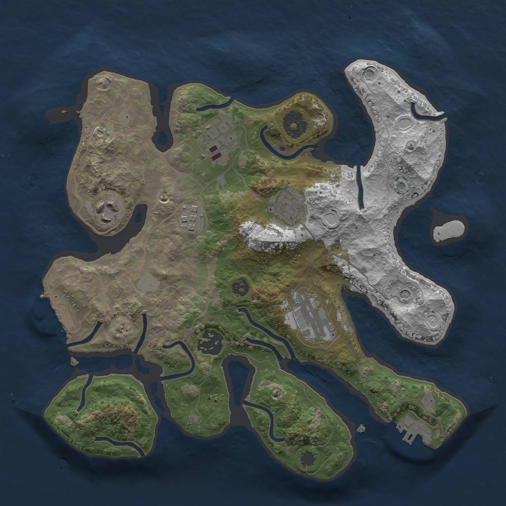Rust Map: Procedural Map, Size: 3000, Seed: 1025905686, 14 Monuments