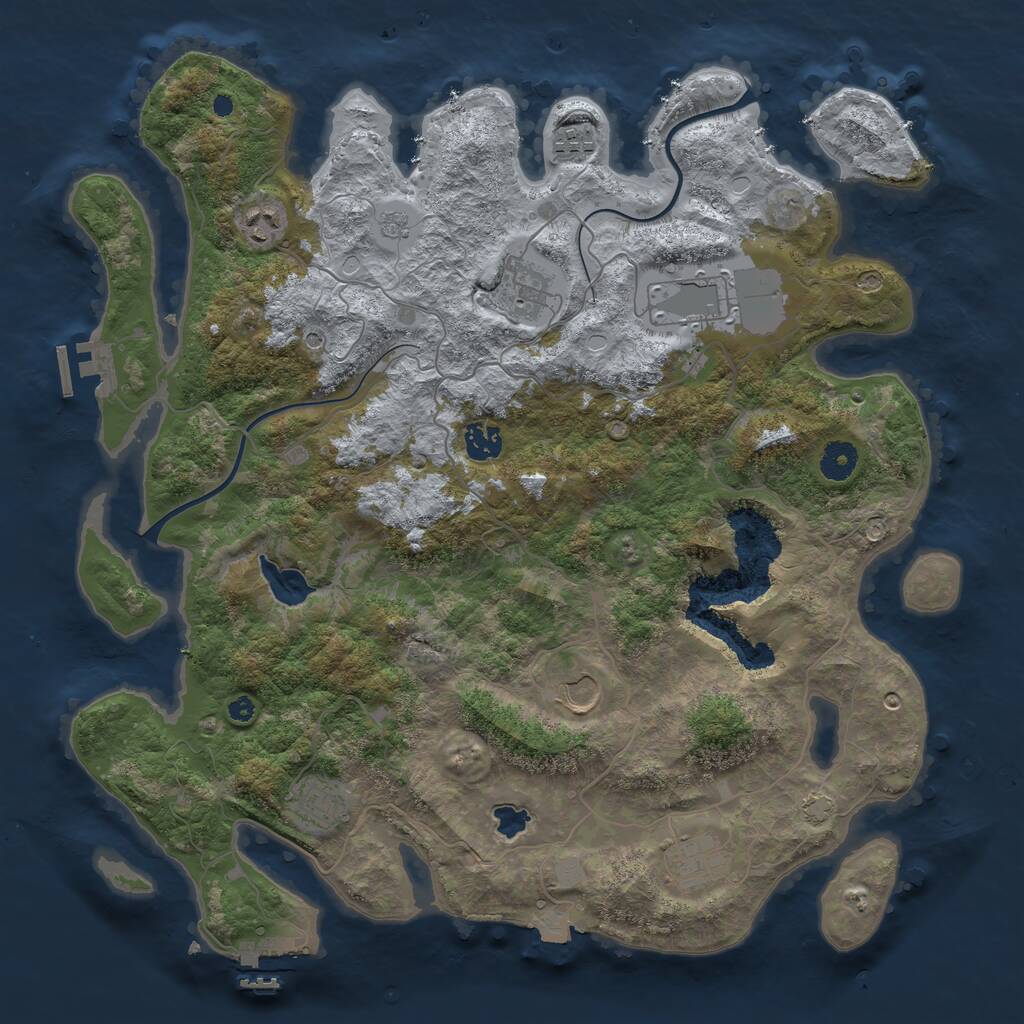 Rust Map: Procedural Map, Size: 4000, Seed: 1994885941, 14 Monuments