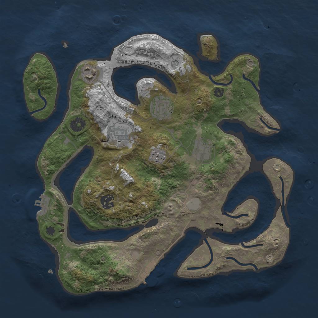 Rust Map: Procedural Map, Size: 3250, Seed: 516789, 14 Monuments
