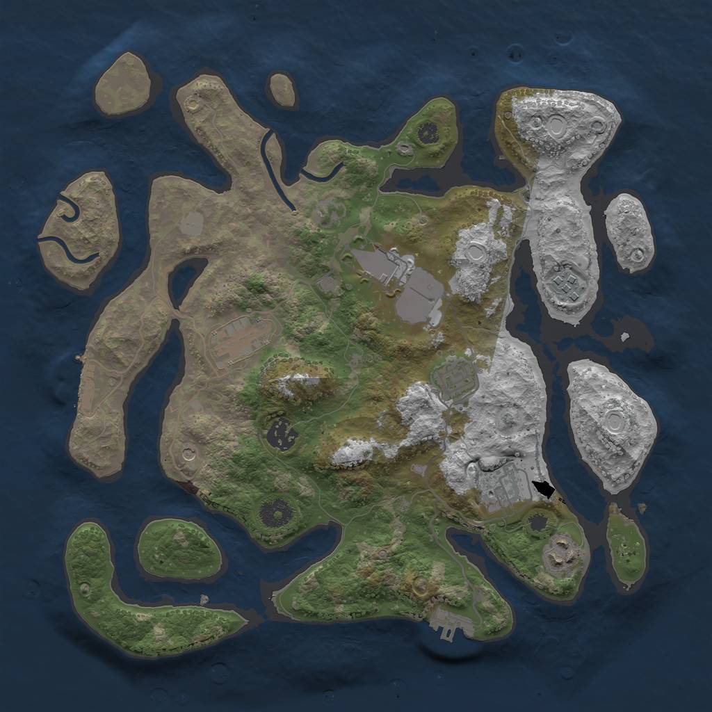 Rust Map: Procedural Map, Size: 3500, Seed: 3900666, 15 Monuments