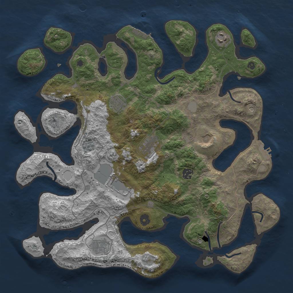 Rust Map: Procedural Map, Size: 4000, Seed: 1375294956, 16 Monuments