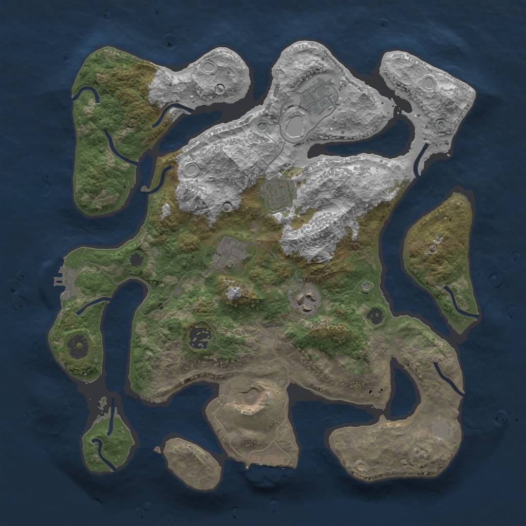 Rust Map: Procedural Map, Size: 3500, Seed: 1371158391, 14 Monuments