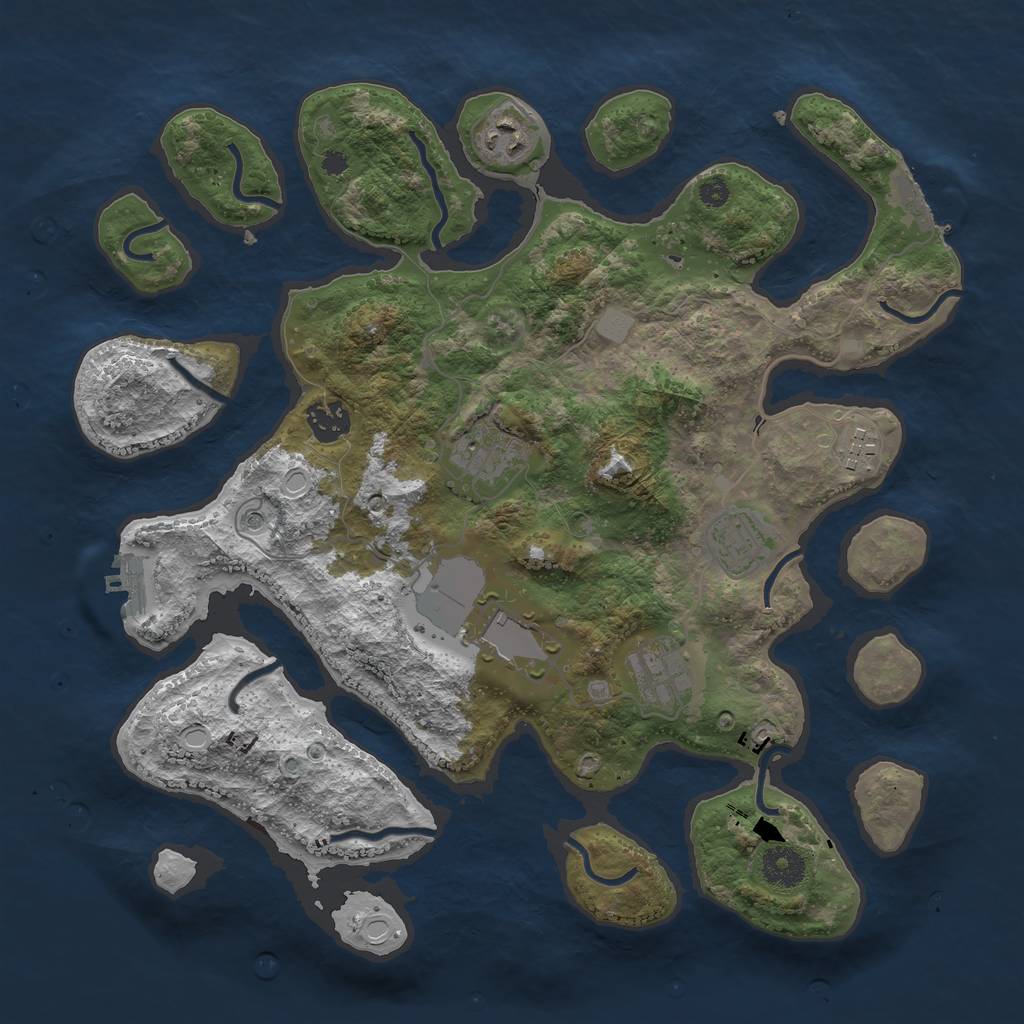 Rust Map: Procedural Map, Size: 3600, Seed: 3589456, 15 Monuments
