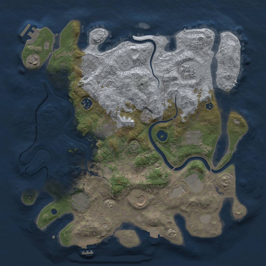 Rust Map: Procedural Map, Size: 3700, Seed: 3525, 16 Monuments