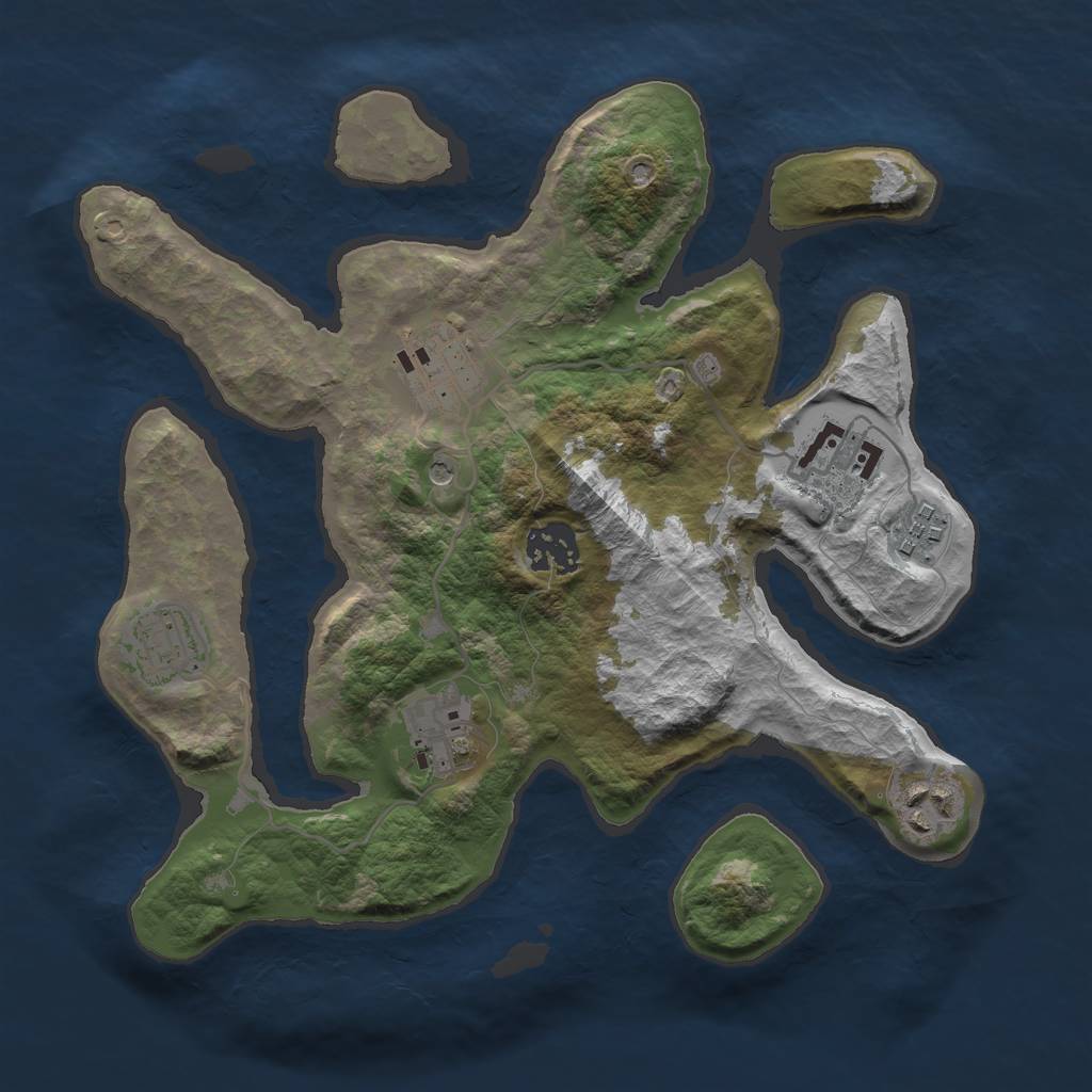 Rust Map: Barren, Size: 3000, Seed: 316269909, 10 Monuments