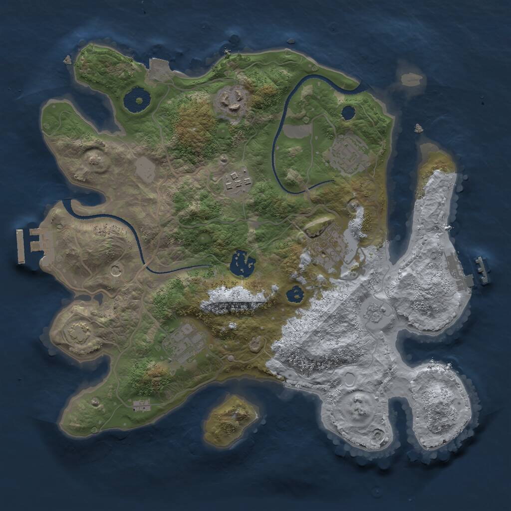 Rust Map: Procedural Map, Size: 3000, Seed: 107628340, 12 Monuments