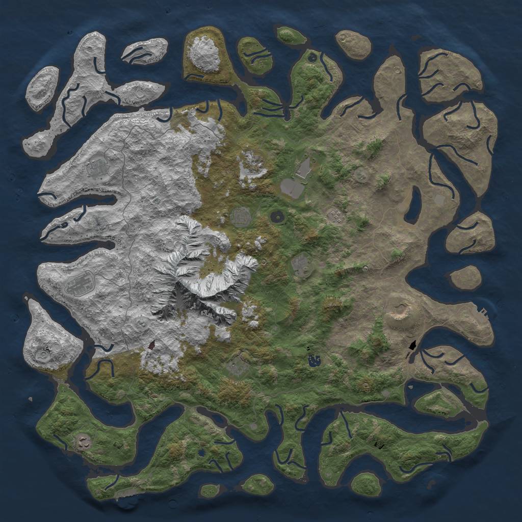 Rust Map: Procedural Map, Size: 6000, Seed: 414605628, 19 Monuments