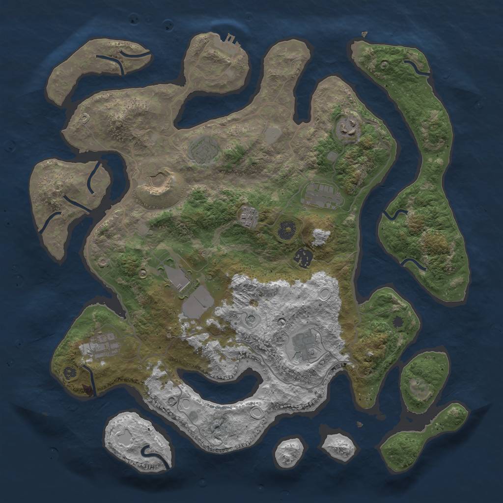 Rust Map: Procedural Map, Size: 4000, Seed: 1958780491, 16 Monuments